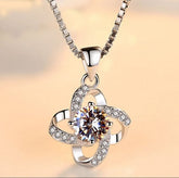 1pcs Steel Color - color Necklace Ladies Cold Wind Four Leaf Clover With Diamonds Brass Pendant Jewelry (with Box) - Mall Mega