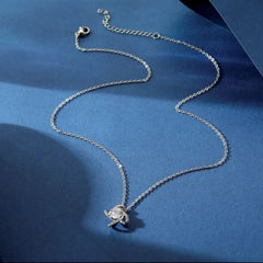 1pcs Steel Color - color Necklace Ladies Cold Wind Four Leaf Clover With Diamonds Brass Pendant Jewelry (with Box) - Mall Mega