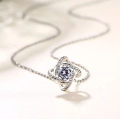 1pcs Steel Color - color Necklace Ladies Cold Wind Four Leaf Clover With Diamonds Brass Pendant Jewelry (with Box) - Mall Mega