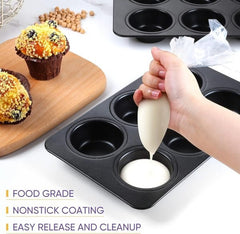6 - cup Muffin Pan Non - stick Carbon Steel Cupcake Baking Tray - Mall Mega