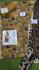 Binsaeed Bana Dora 3piece Unstitched Suit Summaer Lawn Collection MM5 - Mall Mega