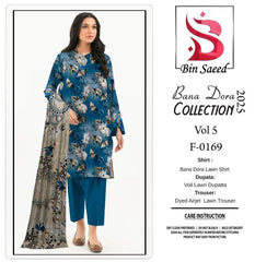 Binsaeed Bana Dora 3piece Unstitched Suit Summaer Lawn Collection MM8 - Mall Mega