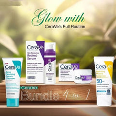 Cerave 4 In 1 Skincare Kit Night Cream, Sunblock, Cleanser & Serum For Radiant Skin - Mall Mega