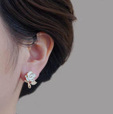 Flower Leaf Korean Zircon Earings - Mall Mega