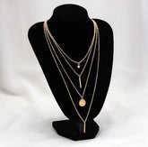 Multi Layer Chain For Women Gold Choker Necklace Bar Disc Long Choker Party Prom Festival Gold Jewelry For Women And Girls - Mall Mega