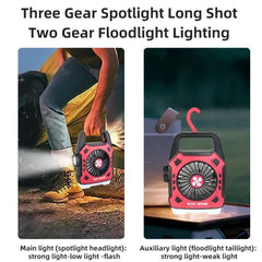 Outdoor Mini Electric Fan Rechargeable Flashlight - Mall Mega