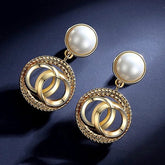 Pearl Stud With Circular Drop Earring European Style Earrings For Women - Mall Mega