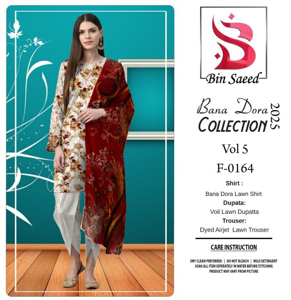 Binsaeed Bana Dora 3piece Unstitched Suit Summaer Lawn Collection MM4 - Mall Mega