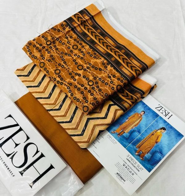 Zesh 3 Piece Unstitched Suit Summer Lawn Collection 2025 MM15 - Mall Mega