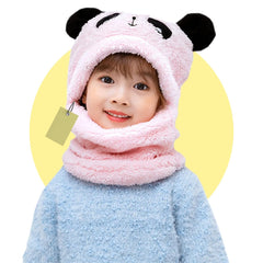 Kids Winter Panda Wool Cap With Neck Warmer