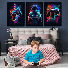 3pcs Cool Gaming Wall Art Retro Video Game - Mall Mega