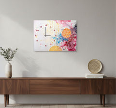Abstract Science-Themed Wall Clock – Digital Printed Wooden Decor, 12x16 Inch