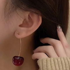 Trendy Korean Cherry Drop Earrings For Women