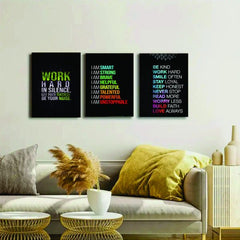 Set Of 3 Motivational Sticky Canvas Frames For Wall Decore / Sticky Phototiles - Mall Mega