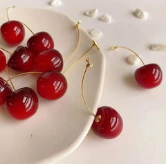 Trendy Korean Cherry Drop Earrings For Women