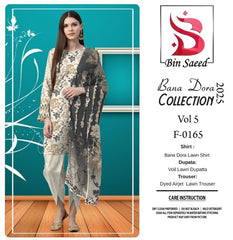 Binsaeed Bana Dora 3piece Unstitched Suit Summaer Lawn Collection MM3 - Mall Mega