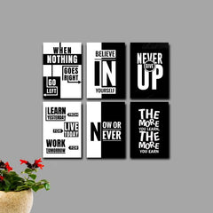 Set Of 6 Wooden Canvas Frames Motivational Quotes - Mall Mega