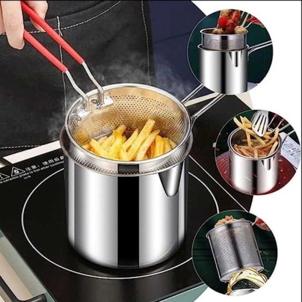 Stainless Steel Deep Fryer Pot With Strainer - Mall Mega