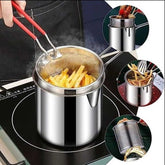 Stainless Steel Deep Fryer Pot With Strainer - Mall Mega