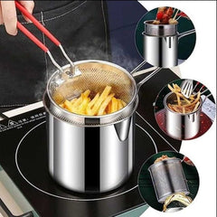 Stainless Steel Deep Fryer Pot With Strainer - Mall Mega