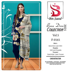 Binsaeed Bana Dora 3piece Unstitched Suit Summer Lawn Collection MM10 - Mall Mega