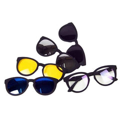 5 in 1 Magic Vision Stylish Sunglass With Quick-change Magnet Lenses - 5 Different Colors - Mall Mega
