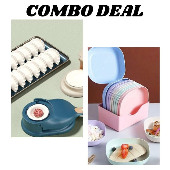 Pack Of 2 |10pcs Multi-function Spit Bone Plate Set + 2 In 1 Dumpling Maker - Mall Mega