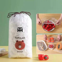 Combo Deal Disposable Food Cover Plastic Wrap 100 Pcs + 2 Pcs Dishwashing Rug - Mall Mega