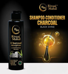 Rivaaj Mahal Charcoal Shampoo + Conditioner – Black Shine Formula For Deep Clean & Smooth Finish - 200ml - Mall Mega