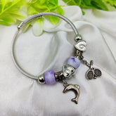 Imported Elegant Dolphin Charm Pandora Bracelet With Purple Accents - Mall Mega