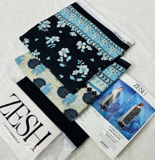 Zesh 3 Piece Unstitched Suit Summer Lawn Collection 2025 MM17 - Mall Mega