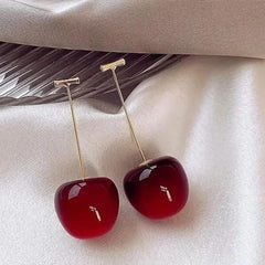 Trendy Korean Cherry Drop Earrings For Women