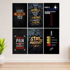 Set Of 6 Motivational Wooden Canvas Frames - Mall Mega
