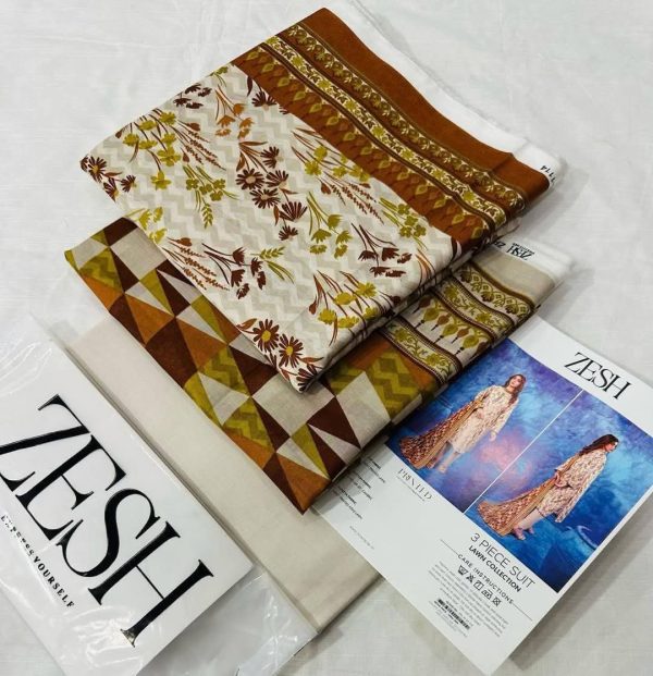 Zesh 3 Piece Unstitched Suit Summer Lawn Collection 2025 MM11 - Mall Mega