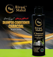 Rivaaj Mahal Charcoal Shampoo + Conditioner – Black Shine Formula For Deep Clean & Smooth Finish - 200ml - Mall Mega