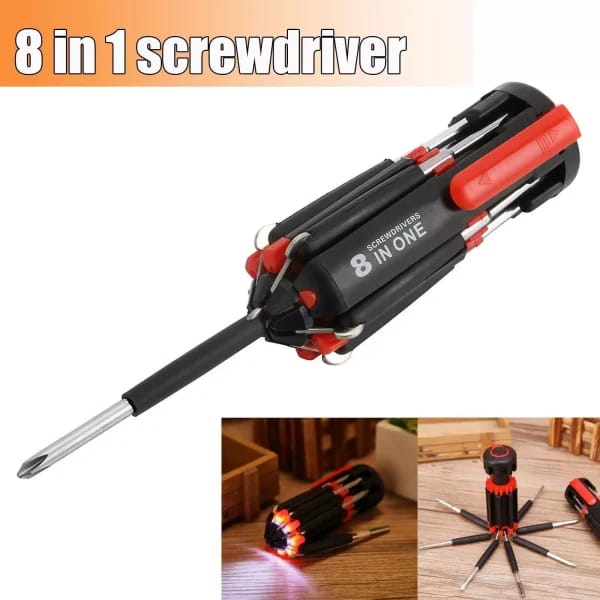 8 in 1 Screwdriver Multifunctional Repair Tools With Torch - Mall Mega