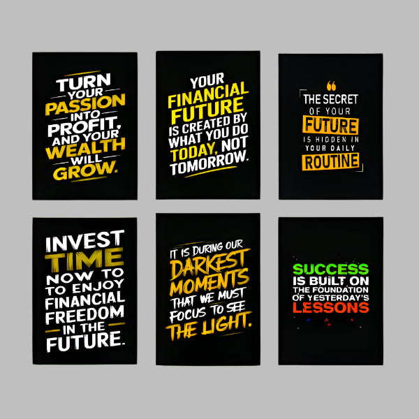 Set of 6 Motivational Sticky Canvas Frames For Wall Decor / Sticky Phototiles - Mall Mega