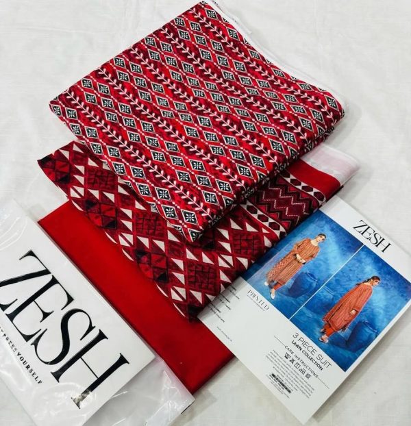 Zesh 3 Piece Unstitched Suit Summer Lawn Collection 2025 MM14 - Mall Mega