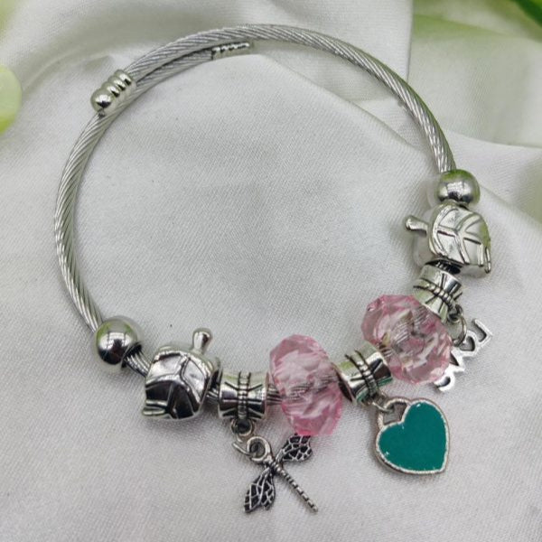 1 Piece Imported Elegant Pandora Bracelet With Heart & Love Charms - Mall Mega