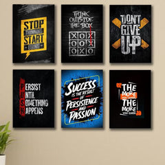 Set Of 6 Success Motivational Wooden Canvas Frames - Mall Mega