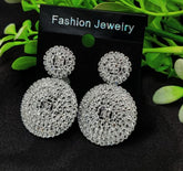 Imported Tarnish Crystal Round Dangle Perfection Earrings