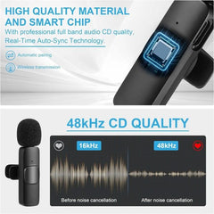 Wireless Mic K9 Dual Microphone Mic Plug & Play Usb Type C Plug Wireless Lavalier Microphone - Mall Mega