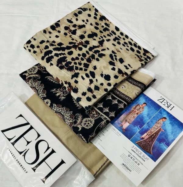 Zesh 3 Piece Unstitched Suit Summer Lawn Collection 2025 MM13 - Mall Mega