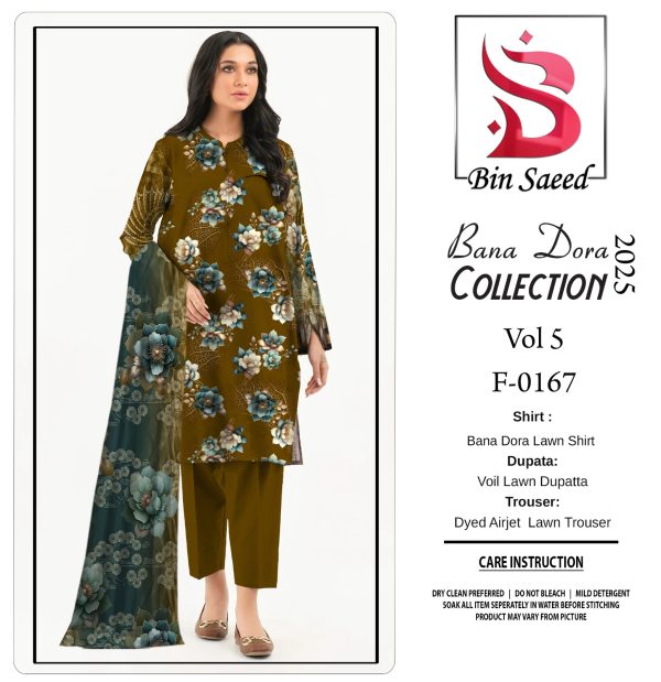 Binsaeed Bana Dora 3piece Unstitched Suit Summaer Lawn Collection MM6 - Mall Mega
