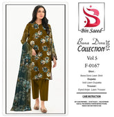Binsaeed Bana Dora 3piece Unstitched Suit Summaer Lawn Collection MM6 - Mall Mega