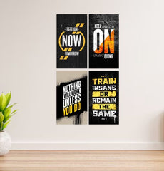 Set Of 4 Motivational Wooden Canvas Frames For Wall Decor / Sticky Phototiles Frames - Mall Mega