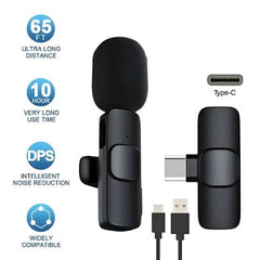 Wireless Mic K9 Dual Microphone Mic Plug & Play Usb Type C Plug Wireless Lavalier Microphone - Mall Mega