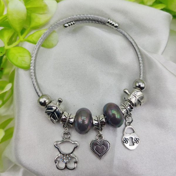 1 Piece Imported Pandora Charm Bracelet With Elegant Pearl Accents And Cute Charms - Mall Mega
