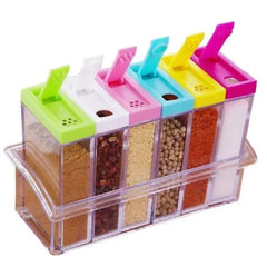 Set of 6 Spice Jars Dispenser - Mall Mega