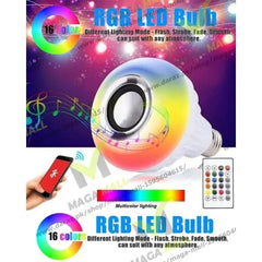 Smart Led Light Bulb With Built - in Bluetooth Speaker + Remote - Mall Mega
